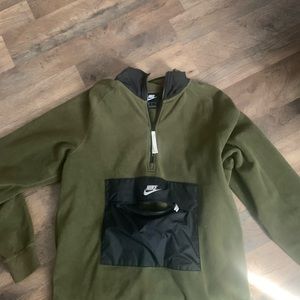 nike army green fleece quarter zip